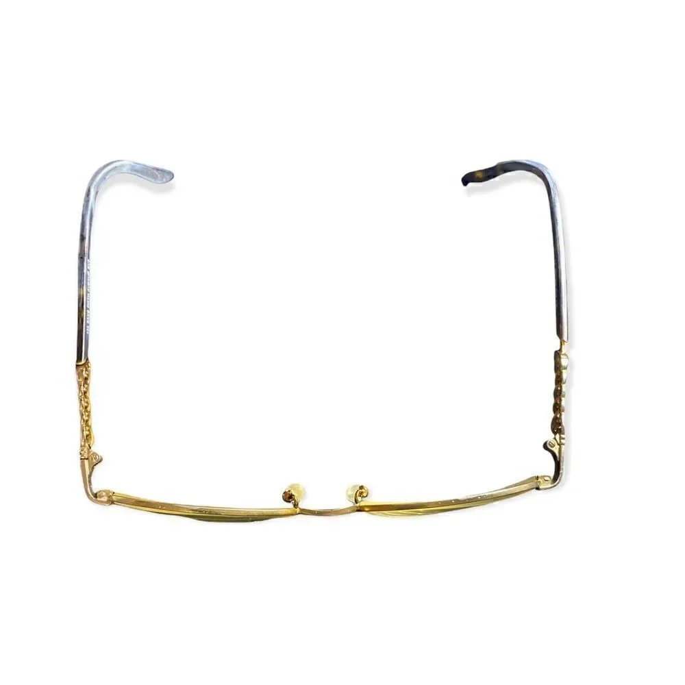 Saks Fifth Avenue 135 RV9 gold tone glasses side detail rhinestones & case